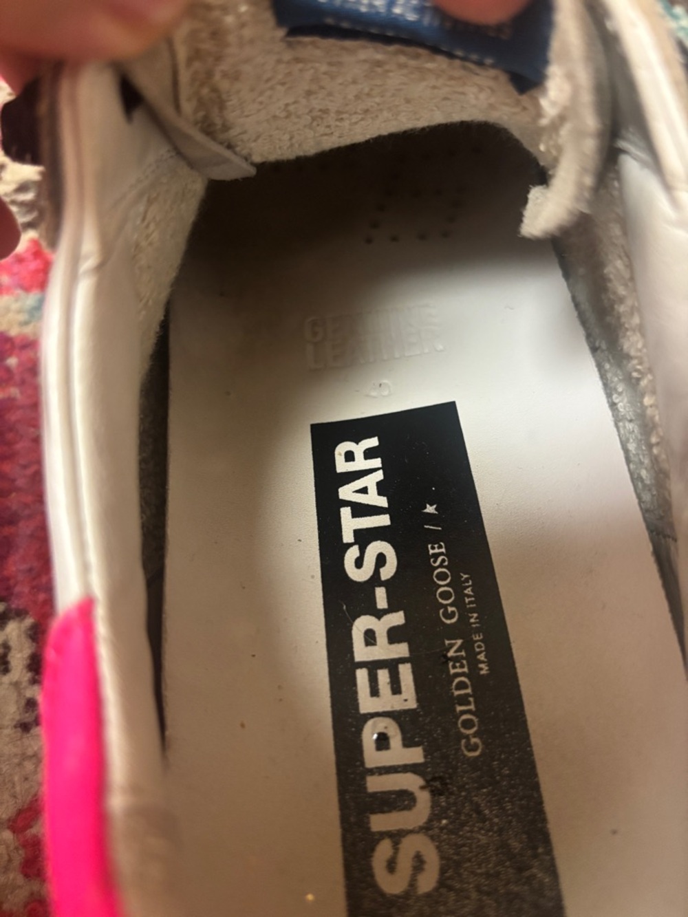 Golden Goose White Leather Sneaker with Pink Heel and Leopard Star - Picture 5 of 5